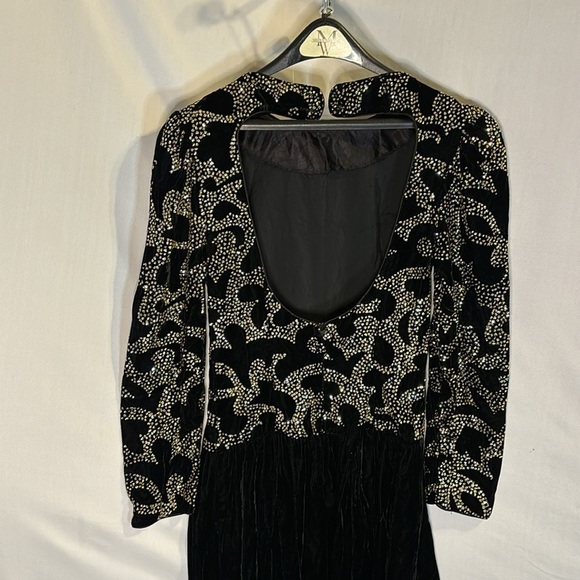 Ricki Lang Nuit Glitter Evening Dress Vintage 1980s Velvet Skirt Neiman Marcus - Picture 5 of 7